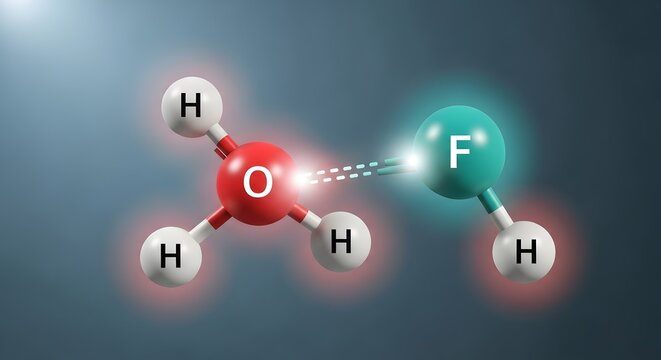 Hydrogen Fluoride Molecular Interaction 3D Model
