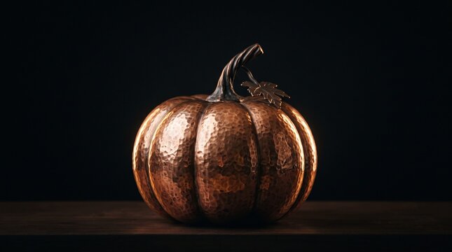 Copper pumpkin for halloween festive autumn decor and seasonal table centerpiece