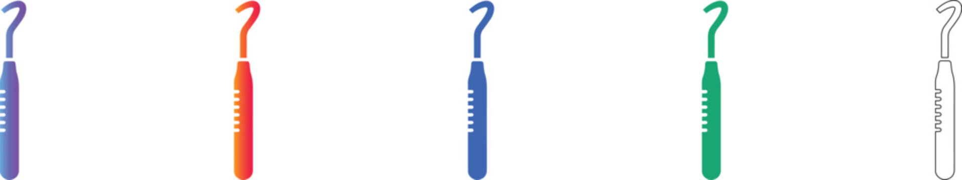 Dental Scaler Icon Set in Gradient Colors