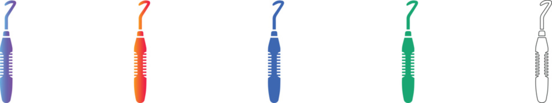 Dental Curette Icon Collection for Oral Care