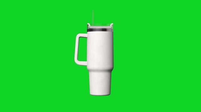 3d rendering tumbler sublimation mock-up animation on green screen background. 
