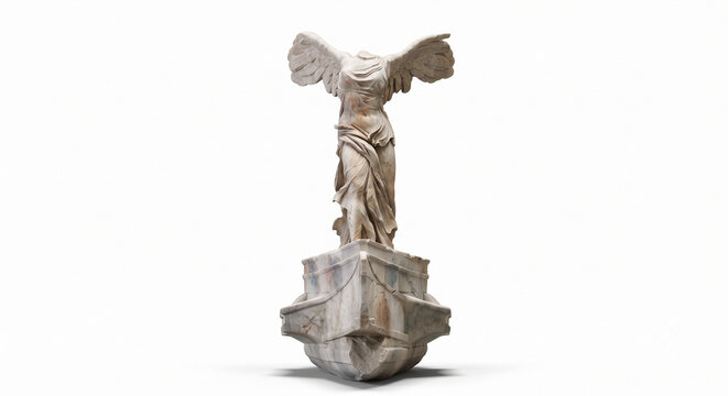  Ancient Greek Winged Victory of Samothrace Museum Sculpture Front View