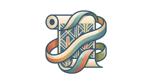Colorful Abstract Letter S with Scroll and Ribbon Design.