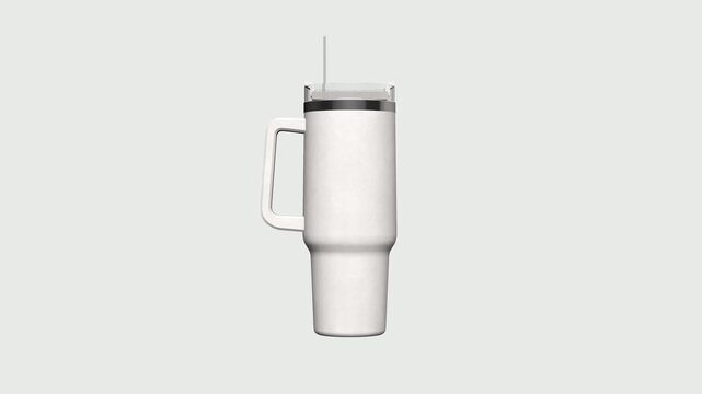 3d rendering tumbler sublimation mock-up animation on white background. 