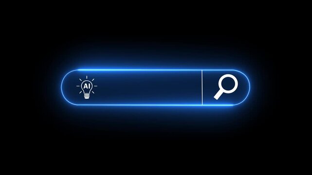 AI search bar interface concept on the transparent background. representing artificial intelligence, smart search engine, data analysis, machine learning. Motion graphics of machine learning idea.