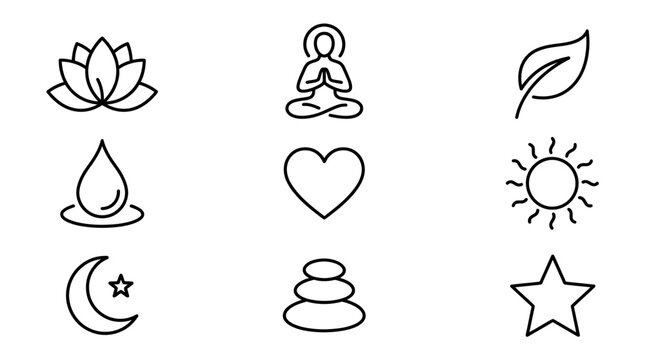 Meditation and yoga spiritual symbols.