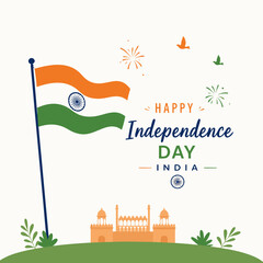 Fototapeta premium Independence Day, republic day banner with tri color 