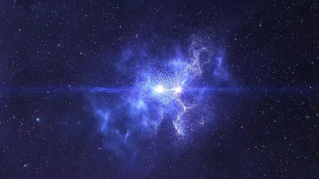 Cosmic particle fog swirling in abstract space