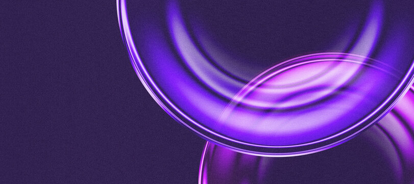 Abstract Purple Glass Technology Background with Futuristic Transparent Circular Shapes and Digital Gradient Design