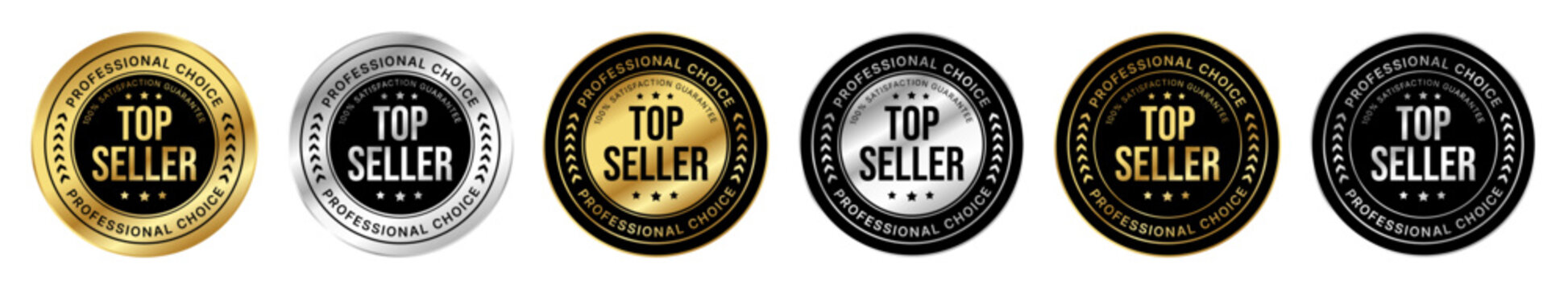 Top Seller Premium Quality Badge Collection with Gold, Silver and Black Luxury Award Labels for Branding