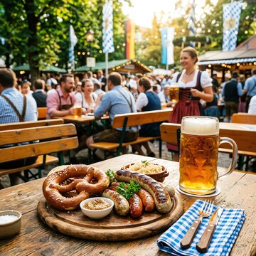 Nutritious breakfast concept Traditional German food with festive atmosphere Ideal for healthy lifestyle marketing balanced nutrition colorful ingredients wholesome meal fresh organic food natural w
