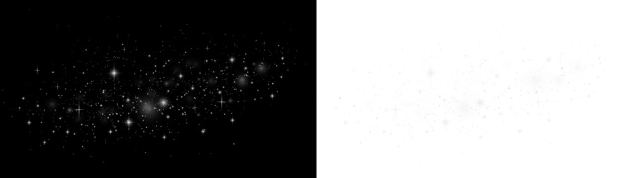White Sparkling Star Glitter Overlay with Glowing Twinkle Light Effect on Transparent PNG Background