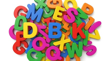 Fototapeta premium Colorful foam alphabet letters, plastic ABCs, educational toys, learning materials