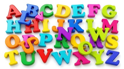 Fototapeta premium Colorful plastic alphabet letters, foam letter set, educational toys, learning tools