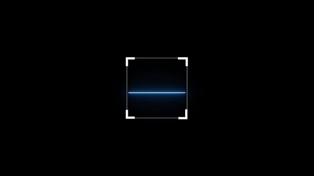 Scanner frame animation with digital scan indicator. Scanning animation showing detection and analysis process. Minimal scanner icon motion for security, system and technology use. Scanning icon
