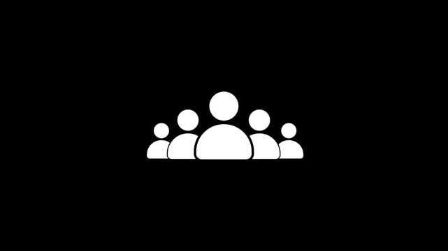 Group user icon animation representing team and community concept. People silhouette symbol for audience, collaboration and social network. Multiple user notification icon for business