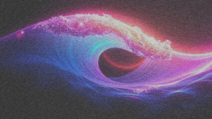 Vibrant synthwave cosmic wave, glowing neon nebula swirl with grainy retro texture, ethereal purple and blue space background 4K grainy texture Background © HAPIXEL