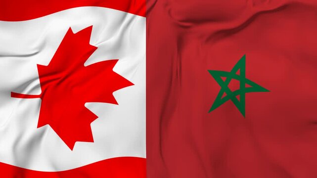 Canada vs Morocco flag animation seamless loop. 4k resolution