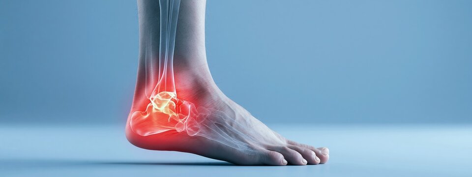 Human Foot with Visible Ankle Bones and Pain - Medical Illustration
