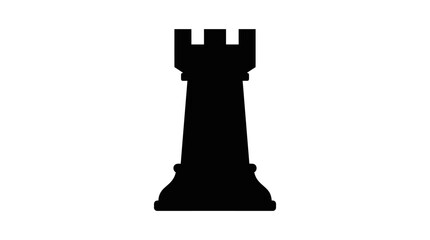 International chess day, Black rook chess piece, vector silhouette, strategy game icon, chessboard symbol isolated on White Background Chess, Chess piece, Board game, Isolated, White background © MITURANI