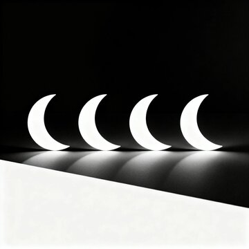Minimalist Moon Phases on Black and White Background