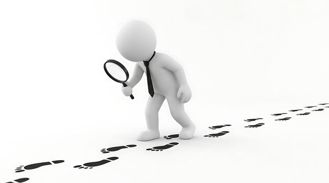 A 3D Character Detective Following Footprints with a Magnifying Glass for Business Investigation