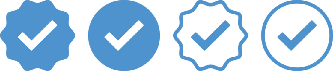 verified badge icon with check mark  icons. account verify icons. Authentication and validation. Quality certificate and guarantee symbol © Sultana Design