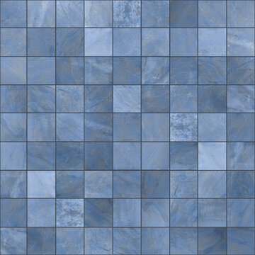 Cool Blue Slate Ceramic Mosaic Tile Texture