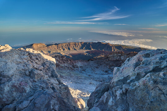 Teide crater and caldera at sunset