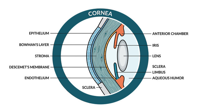 Detailed Diagram of the Human Eye Cornea and Anatomy