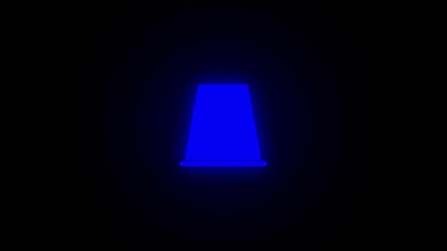Emergency flasher light glowing and flashing on black background. Rotating beacon animation loops smoothly for police, fire, and ambulance use. Bright warning light creates alert and safety mood