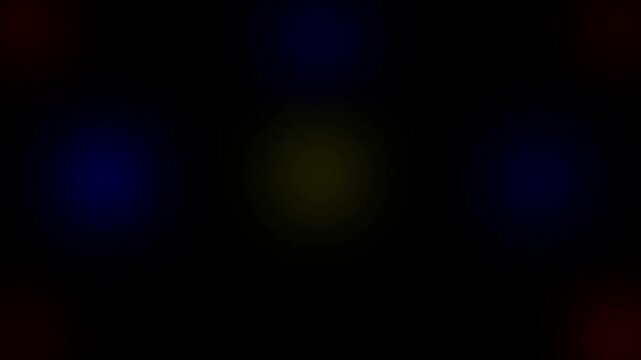 Dim emergency signal lights flickering on black background. Out of focus police and response lights create abstract glow. Minimal siren loop suggests caution and action.