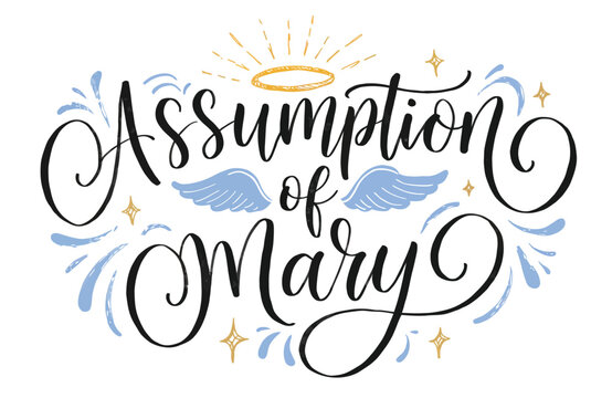 Assumption of Mary Hand-Lettered Religious Typographic Design