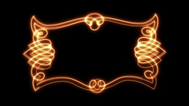 Glowing golden ornate frame animation decorative border overlay