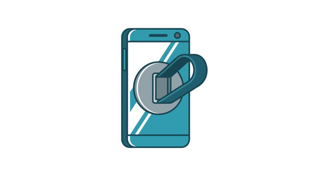 Stylized teal smartphone with a ring stand holder attached to the back