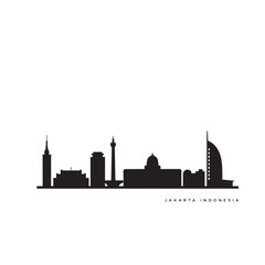 Naklejka premium Jakarta indonesia skyline silhouette against a white background