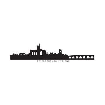 Peterborough England skyline silhouette against a white background