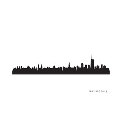 Naklejka premium Santiago Chile Skyline Silhouette Against White Background