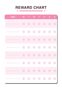 Pastel pink reward chart - printable school worksheet planner template (A4)