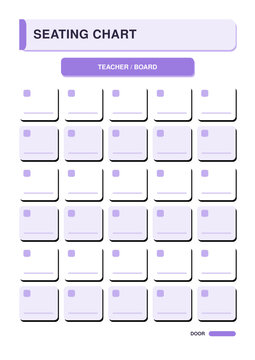 Pastel purple seating chart - printable school worksheet planner template (A4)