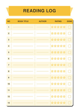 Pastel yellow reading log - printable school worksheet planner template (A4)