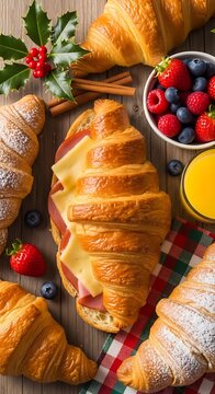 Assortment of fresh baked goods and pastries on display.