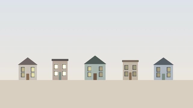 Isolated 3d vector icons of modern family houses, suburban neighborhood, residential architecture, property, real estate concept