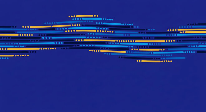 Abstract blue and yellow data stream motion blur background with abstract technology background information connection communication