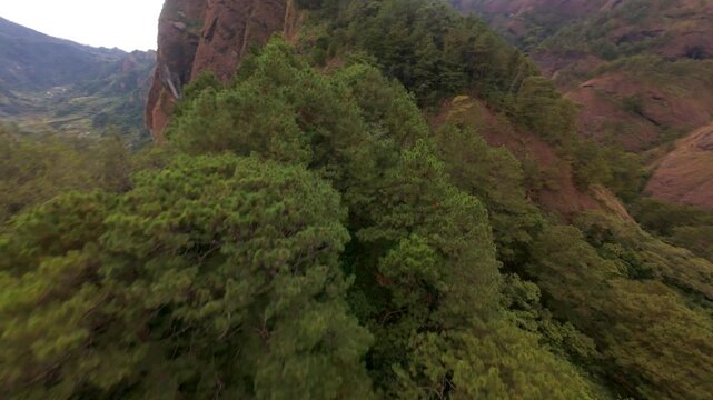 Aerial video over mountains in Benguet, Philippines