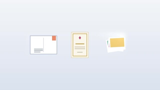 Motion graphic icon set postcard invitation pictures flat simple animation with soft pastel colors