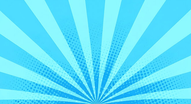 Retro comic book style blue sunburst background with halftone dotted texture sunburst background halftone starburst illustration abstract stylized geometric wallpaper