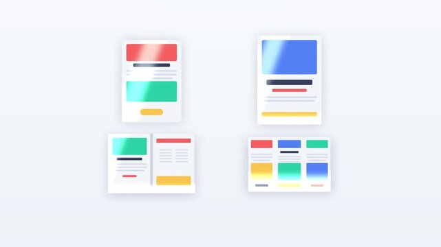 Printouts icons set flyer magazine brochure poster templates, graphic layout design elements