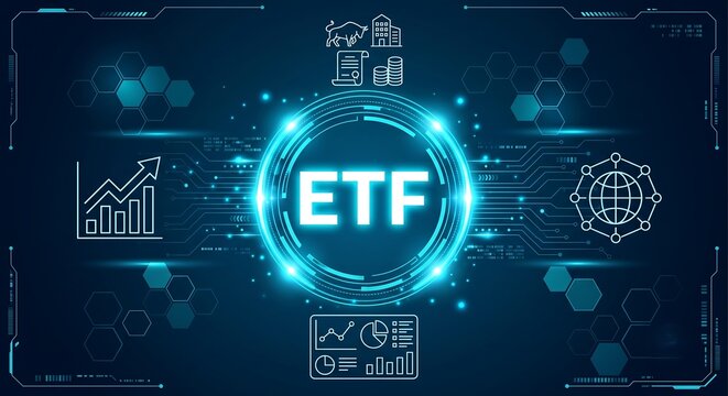 ETF Exchange Trade Fund concept, stock market, index funds, tock market trading investment financial concept.new concept. vector ai new