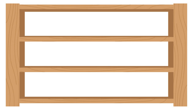 Empty three-tier wooden shelf or pallet rack isolated on a white background, perfect for displaying product mockups.